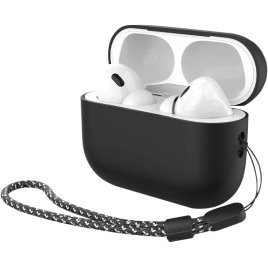 Силиконовый чехол Deppa для AirPods PRO2 с ремешком (47340) Black