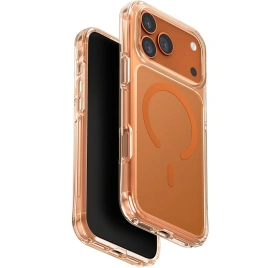 Чехол Uniq LifePro Xtreme Anti-FingerprintSlim Hybrid Case with MagClick для iPhone 17 Pro Frost Clear/Volt Orange