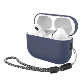 Силиконовый чехол Deppa для AirPods PRO2 с ремешком (47341) Blue