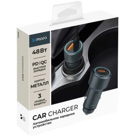 Автомобильное зарядное устройство Deppa 48W USB-A/USB-C Gray (11220)
