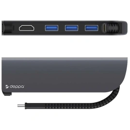 Хаб Deppa USB-C 5 в 1 (73125) Space Gray