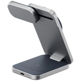 Беспроводное зарядное устройство EnergEA MagTrio Plus 3-in-1 Qi2 MagSafe Dark blue