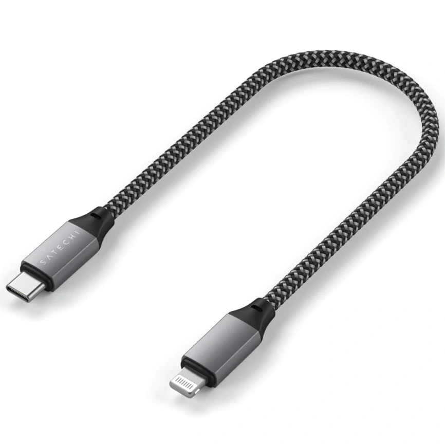Кабель Satechi USB-C/Lightning 0,25m ST-TCL10M Space Grey фото 1