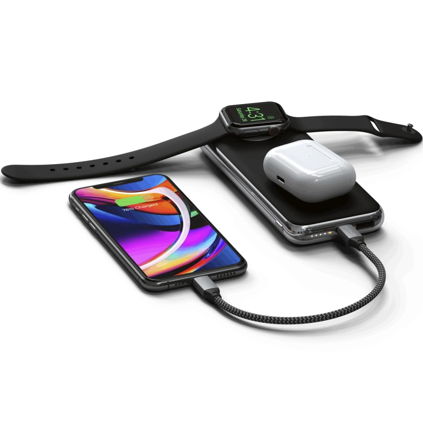 Беспроводное зарядное устройство Satechi Quatro Wireless Power Bank Space Grey фото 1