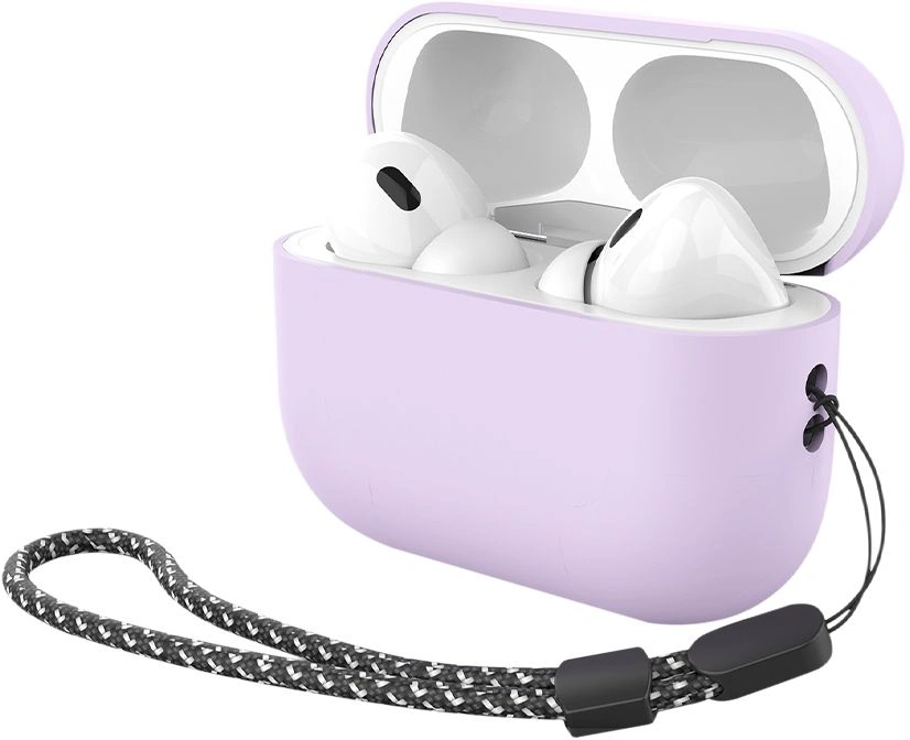 Силиконовый чехол Deppa для AirPods PRO2 с ремешком (47342) Purple фото 1