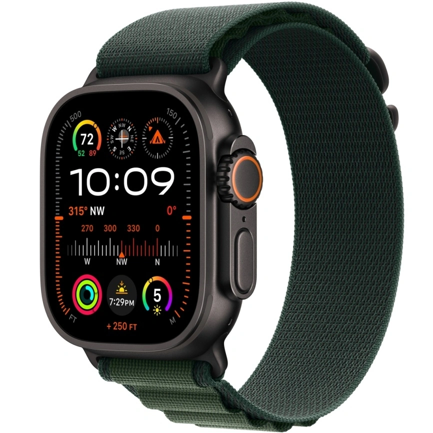 Смарт-часы Apple Watch Ultra 2 (2024) 49mm Black Titanium Case with Dark Green Alpine Loop S фото 1
